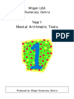 Year1 Mental Arithmetic Tests: Wigan LEA