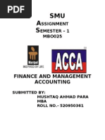 SMU A S: Finance and Management Accounting