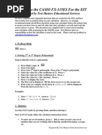 How To Use The CASIO FX-115ES For The EIT: Prepared by Test Masters Educational Services