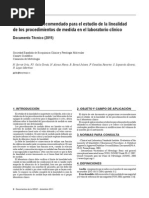 Metrología-Procedimiento Recomendado para El Estudio de La Linealidad de Los Procedimientos de Medida en El Laboratorio Clínico-Documento Técnico (2011) PDF