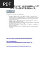 Polarización y Estabilización Del Transistor Bipolar