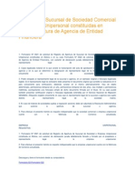 Apertura de Sucursal de Sociedad Comercial y Empresa Unipersonal Constituidas en Bolivia