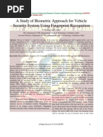 A Study of Biometric Approach For Vehicle Security System Using Fingerprint Recognition