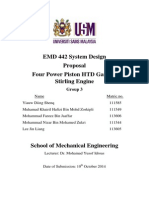 Proposal For Four Power Piston Gamma Type Stirling Engine