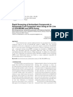 Rapid Screening of Antioxidant Compounds in Homemade Fruit Fermented Juice Using An On Line LC-ESI-MS/MS and DPPH Assay