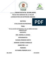 Evaluaciòn Nutricional en Los Niños de Edad Preescolar