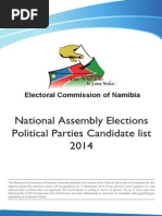 National Assembly Elections Political Parties Candidate List 2014