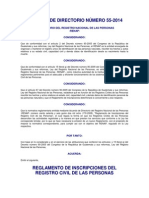 Reglamento de Inscripciones Del Registro Civil de Las Personasacuerdo 55-2014