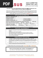 ASUS Committee Grant Fall 2014