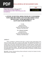 A Study On Buying Behaviour of Customers Towards Branded and Non Branded Gold Jewellery With Reference To Kanyakumari