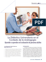 La Didactica Universitaria en El Contexto de La Andragogia