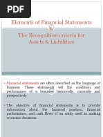 Elements of Financial Statements & The Recognition Criteria For Assets & Liabilities