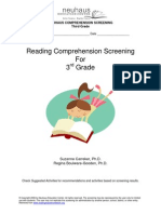 Reading Comprehension Screening 3rd Grade 81811