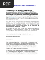 Advertencia A Los Biomagnetistas