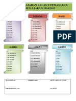 Roster Pelajaran Kelas X Pemasaran TAHUN AJARAN 2014/2015: Senin Selasa Rabu