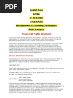 Financial Ratio Analysis: Ashish Soni Emba 1 Semester C-4/EMM/60 Management Accounting Techniques Ratio Analysis