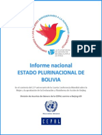 INFORME NACIONAL DEL ESTADO PLURINACIONAL DE BOLIVIA. En el contexto del 20º aniversario de la Cuarta Conferencia Mundial sobre la  Mujer y la aprobación de la Declaración y Plataforma de Acción de Beijing División de Asuntos de Género de la CEPAL camino a Beijing+20