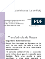 Transf. Massa - Difusão e Lei de Fick