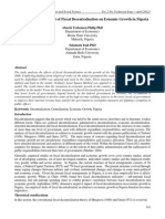 An Analysis of The Effect of Fiscal Decentralisation On Eonomic Growth in Nigeria