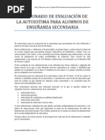 Cuestionario de Evaluación de La Autoestima para Alumnos de Enseñanza Secundaria