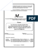 Cadre Juridique de L'investissement en Algérie - Etude Comparative