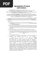 Agreement of Leave and Licence