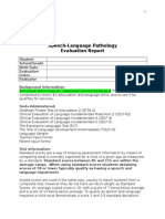 Speech-Language Pathology Evaluation Report