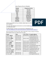 2010 FEC Church Sunday Projector Service Schedule