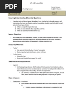 Enduring Understanding & Essential Questions:: UTL 640E Lesson Plan