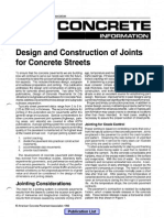 Design and Construction of Joints For Concrete Streets: Jointing Considerations