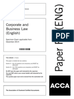 Corporate and Business Law (English) : Specimen Exam Applicable From December 2014