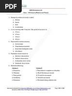 CBSE Worksheet-44 Class - VII Science (Motion and Time)