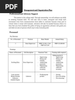 Professional and Advisory Support: Management and Organization Plan