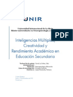 Inteligencias Múltiples, Creatividad y Rensmiento Académico en Educación Secundaria