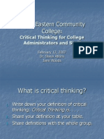 Critical Thinking Presentation For College Administration and Staff