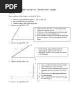 Chapter 2: Geometric Construction - Angles: o o o o