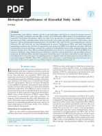 Biological Significance of Essential Fatty Acids: UN Das