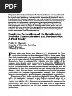 Clampitt P & Downs C (1003) 'Employee Perceptions of The Relationship Between Communication and Productivity'