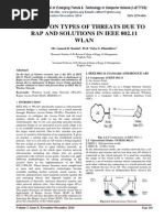 Survey On Types of Threats Due To Rap and Solutions in Ieee 802.11 Wlan