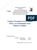 Lesiones Frecuentes en La Práctica Física y Su Tratamiento en Los Primeros Auxilios