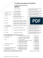 3MTM PetrifilmTM Plate Certificates, Recognitions and Validations