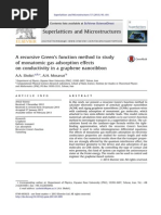 A Recursive Green's Function Method To Study of Monatomic Gas Adsorption Effects On Conductivity in A Graphene Nanoribbon