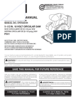 Operator'S Manual: 5-1/2 In. 18 Volt Circular Saw P501