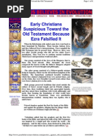 Early Christians Suspicious Toward The Old Testament Because Ezra Falsified It