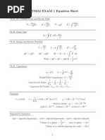 Physics 212 Equation Sheet