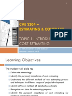 CVE4215. Topic 1-Introduction To Estimating