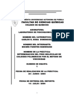 Determinacion Del Peso Molecular de Coloides Polimericos Por