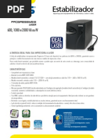 Catalogos de Estabilizadores SMS Progressive III Laser 600, 1000 e 2000 VA (22200 24100 110727)