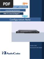 Mediant 1000 MSBG Between PBX T1 and Skype Configuration Note