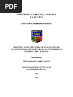 Diseno y Construccion de Una Planta de Alimentos Balanceados para La Un Ucayali